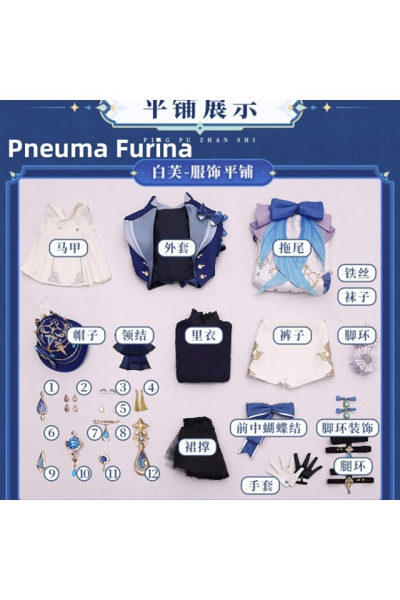 1/3 Delusion Genshin Impact Pneuma and Ousia Furina Blue Cosplay Costume